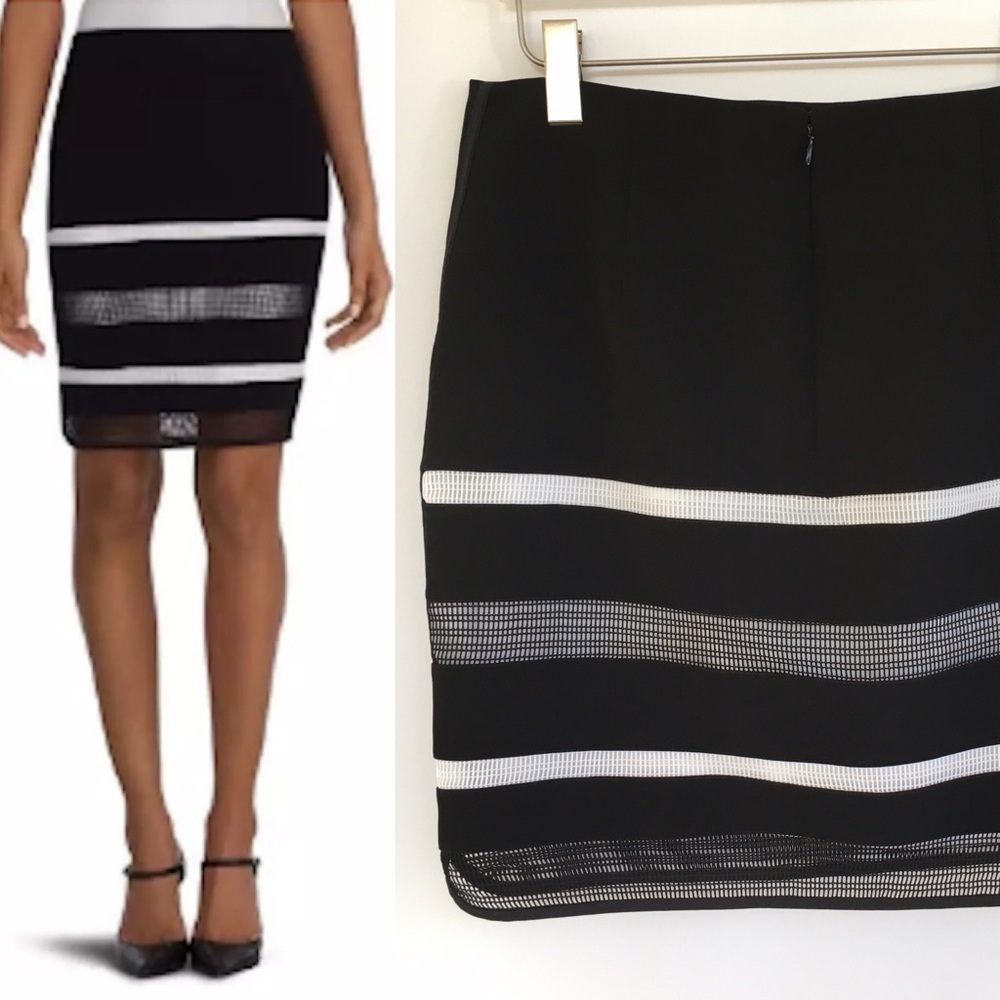 White House Black Market Mesh Stripe Mini Shirt